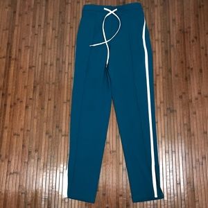 Vinilia Teal and Ivory Tuxuedo Stripe Crepe Pants